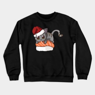 Grey Cat Salmon Sushi Christmas Crewneck Sweatshirt